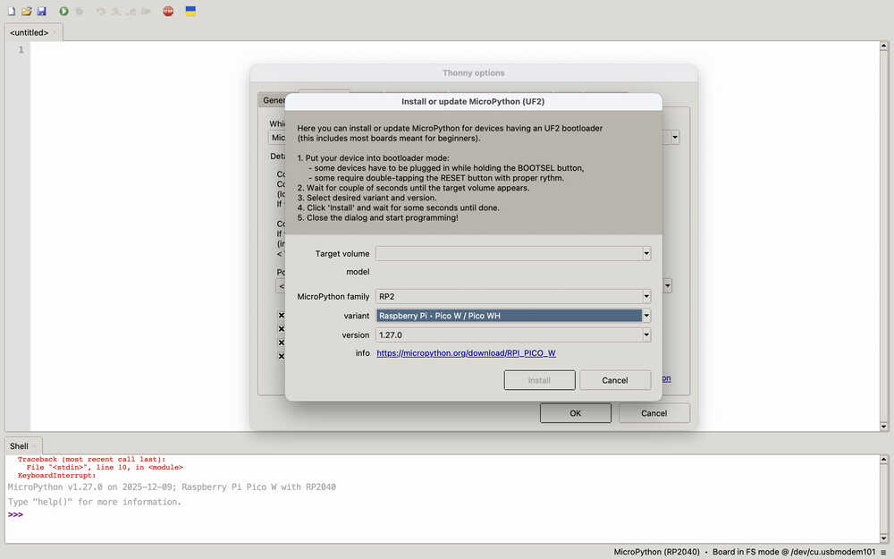 Thonny RP2 installation