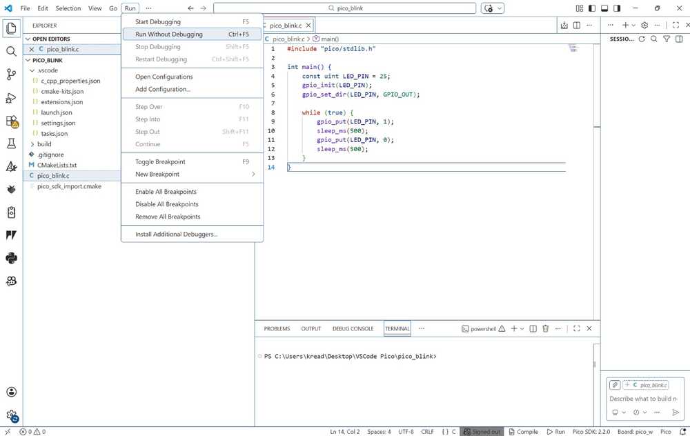 VSCode run without debugging